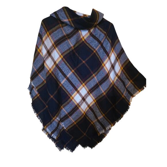 Francesca's Zip Front Shawl One Size Womens Multicolor Plaid Print Soft - Picture 6 of 6